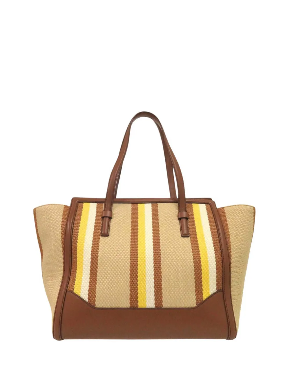  Ferragamo Pre-owned Sac Cabas Amy Format Moyen En Toile à Rayures Et Cuir (2000-2010) - Tons Neutres 