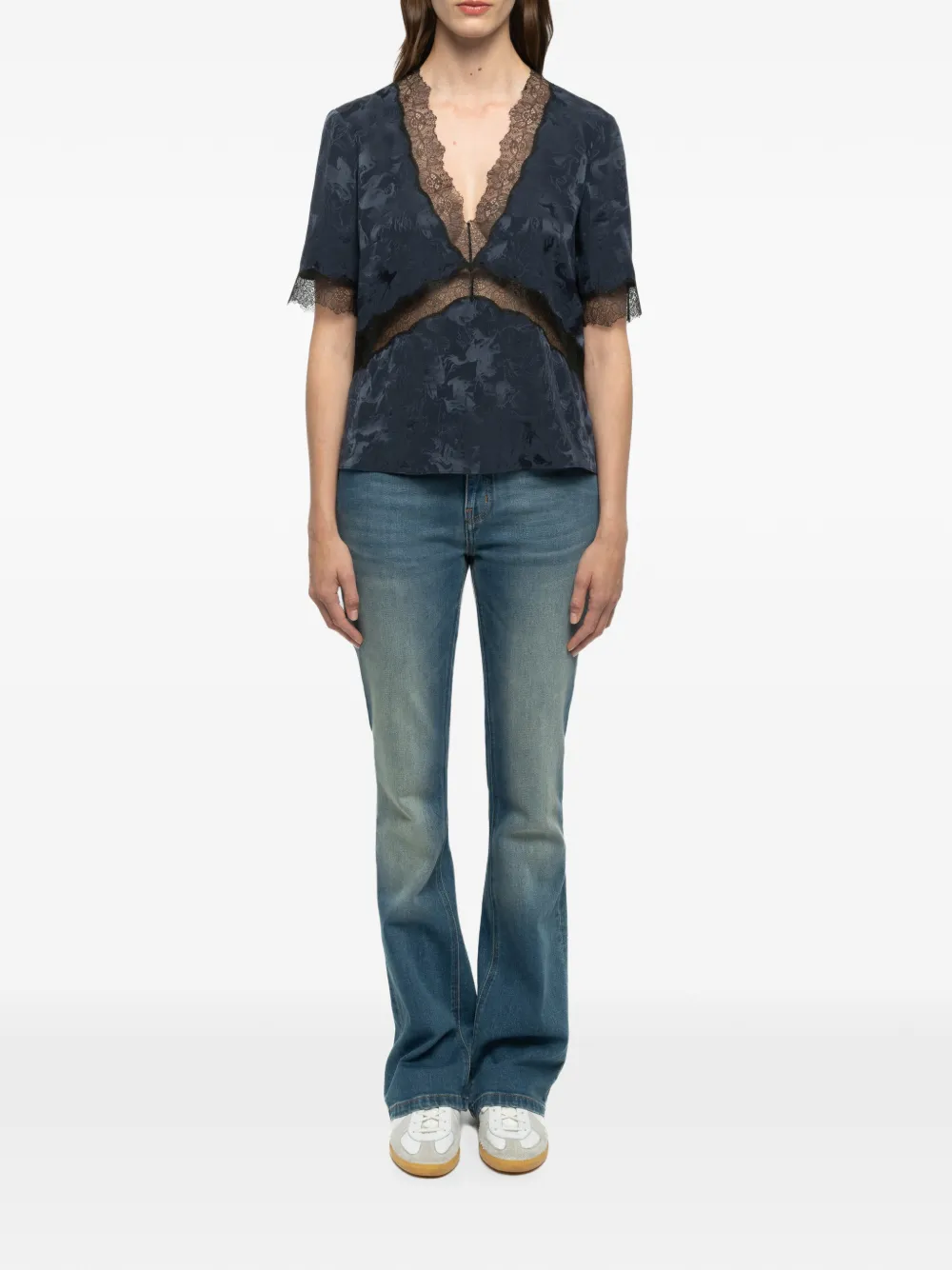 Zadig&Voltaire Top met afwerking van kant Blauw