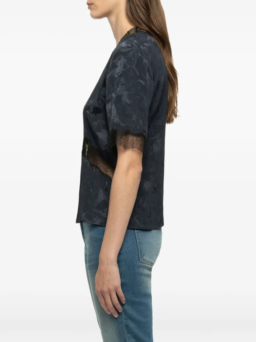 Zadig&Voltaire Top met afwerking van kant Blauw