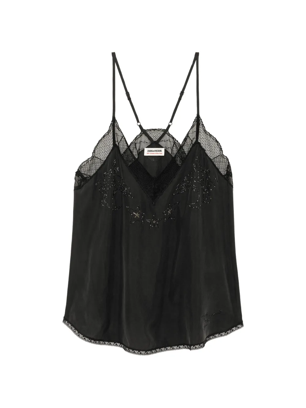 Zadig&Voltaire Top Christy in seta con strass - Nero