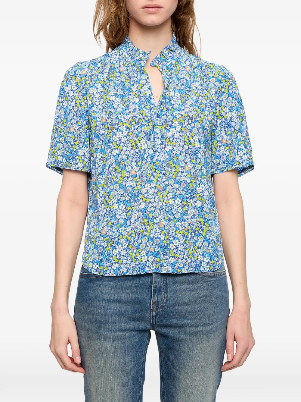 Zadig&Voltaire Topher blouse met bloemenprint Blauw