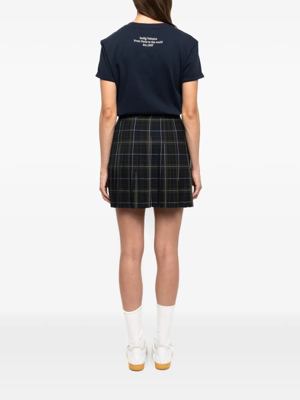 Zadig&Voltaire Jumi plooirok met tartan ruit Blauw