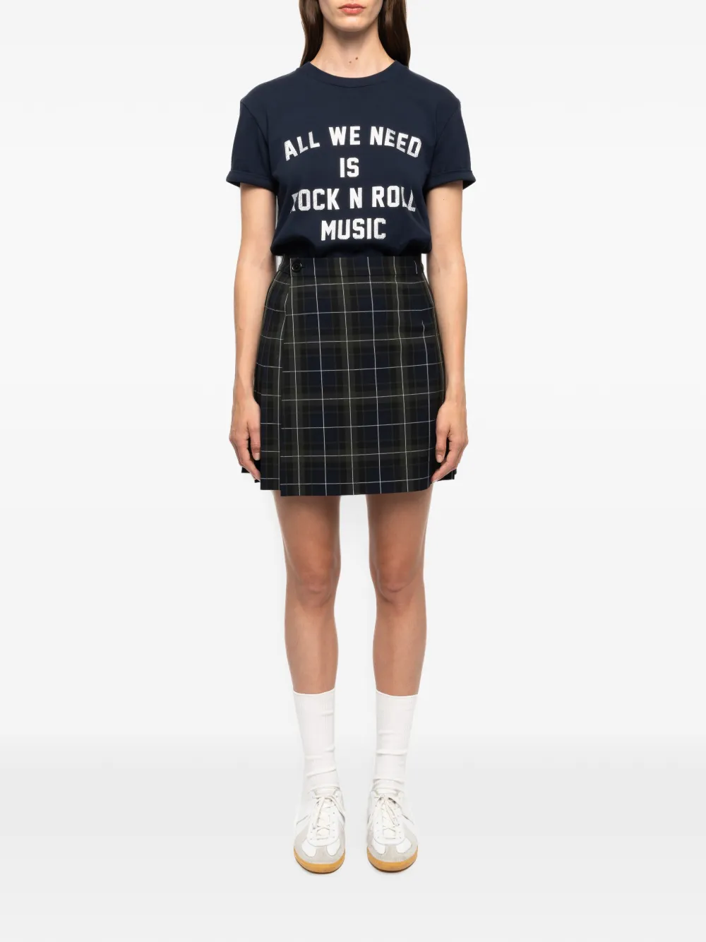Zadig&Voltaire Jumi plooirok met tartan ruit Blauw