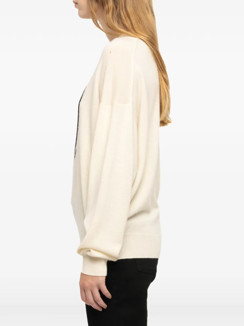 Zadig&Voltaire Gaby trui met hart-intarsia Beige