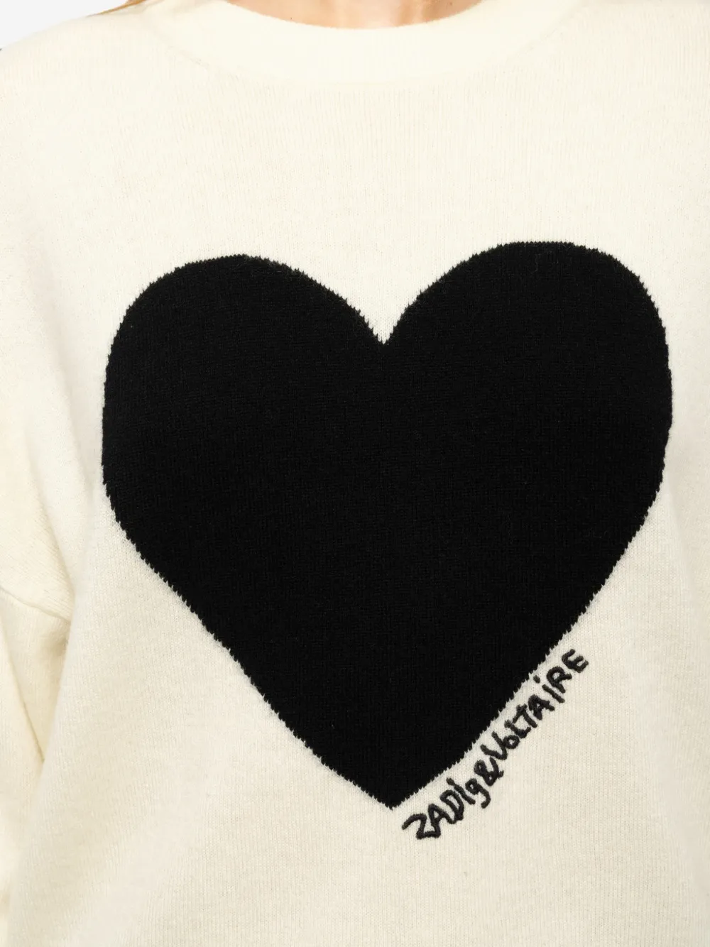 Zadig&Voltaire Gaby trui met hart-intarsia Beige