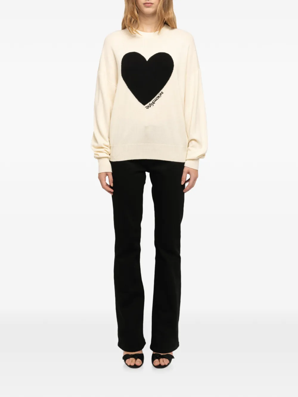 Zadig&Voltaire Gaby trui met hart-intarsia Beige