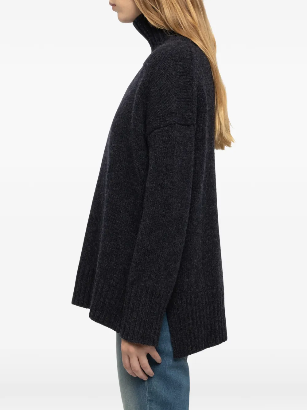 Zadig & Voltaire Bleeza High-neck Logo-embroidered Wool Sweater In Grey