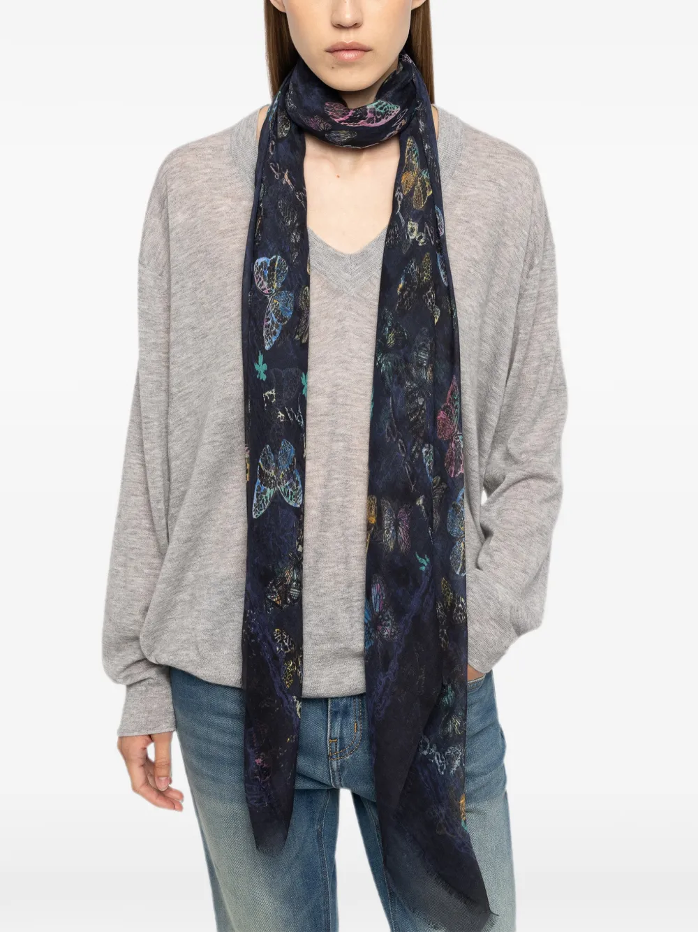 Zadig&Voltaire Kerry 135 sjaal met vlinder Blauw