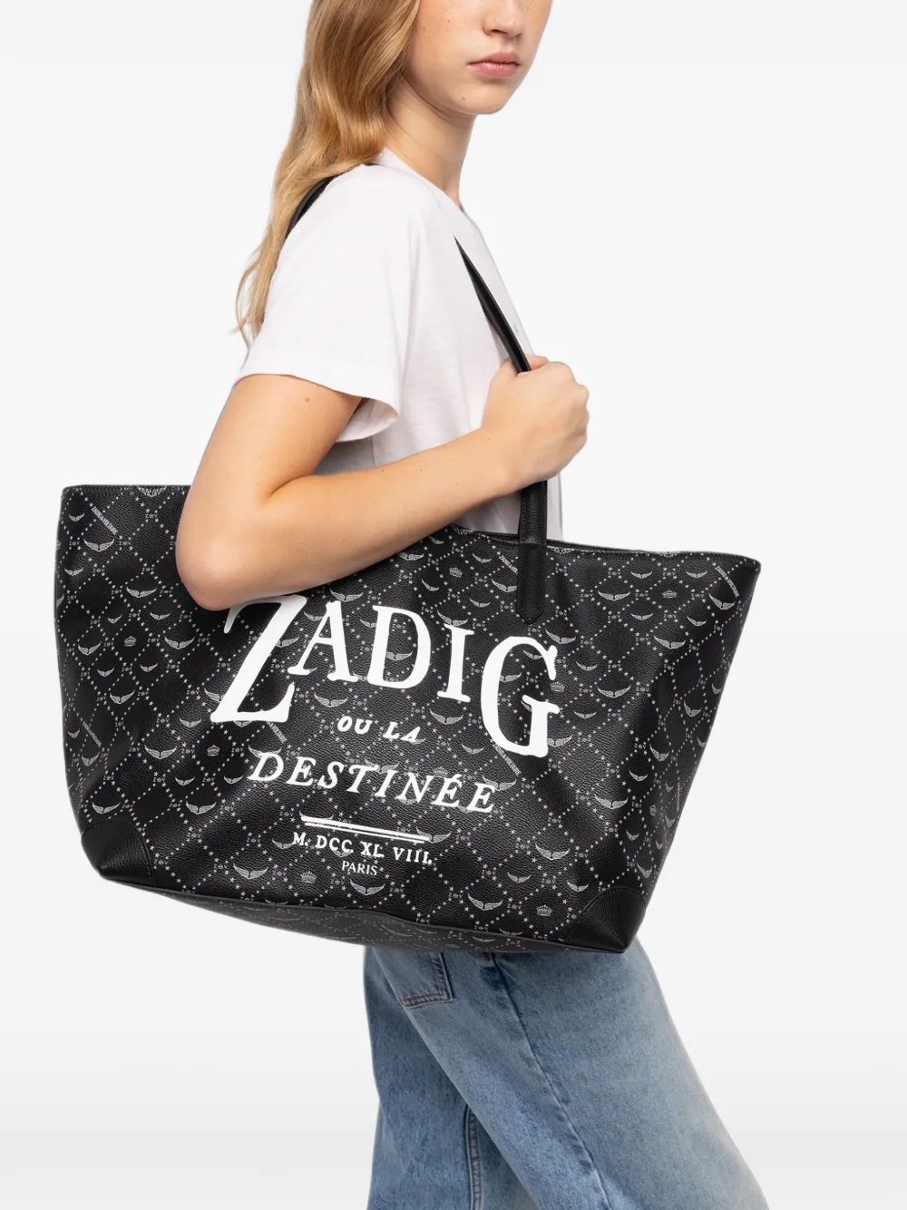 Zadig&Voltaire Z Shopper XL Book Tag tas met monogram Zwart
