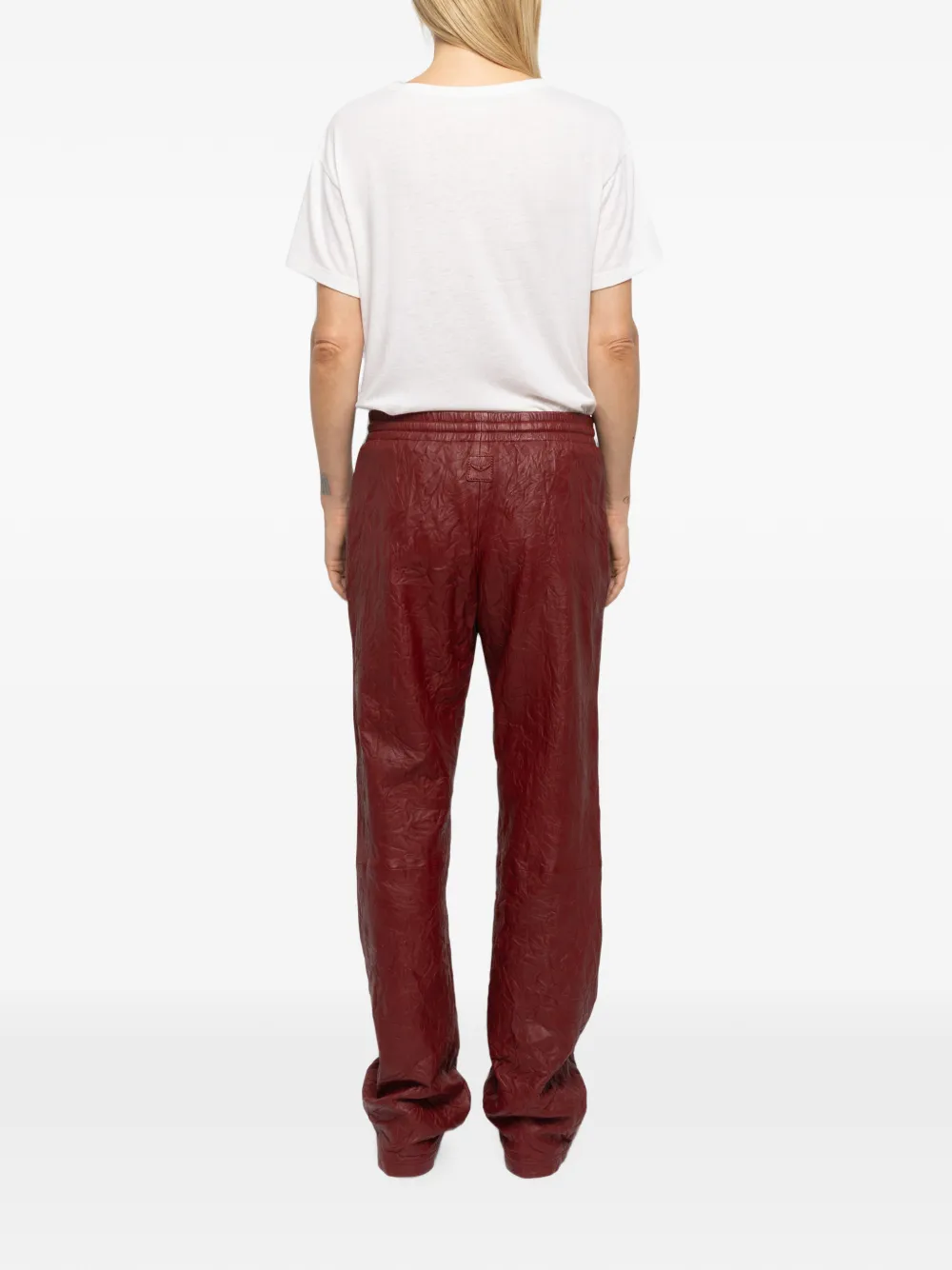 Zadig&Voltaire Pocha leren broek met gekreukt effect Rood