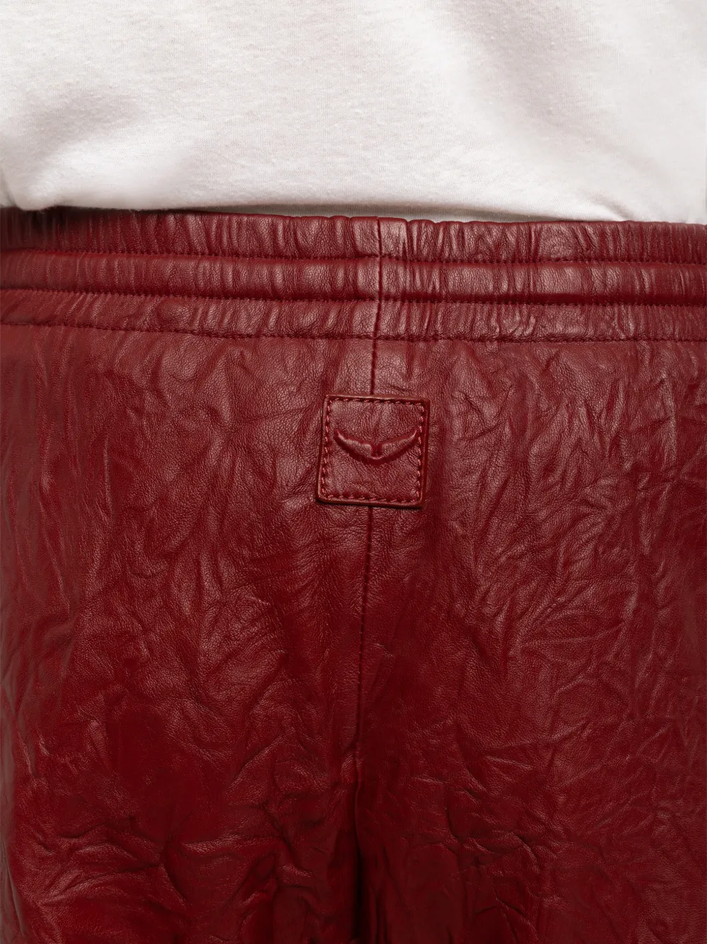 Zadig&Voltaire Pocha leren broek met gekreukt effect Rood