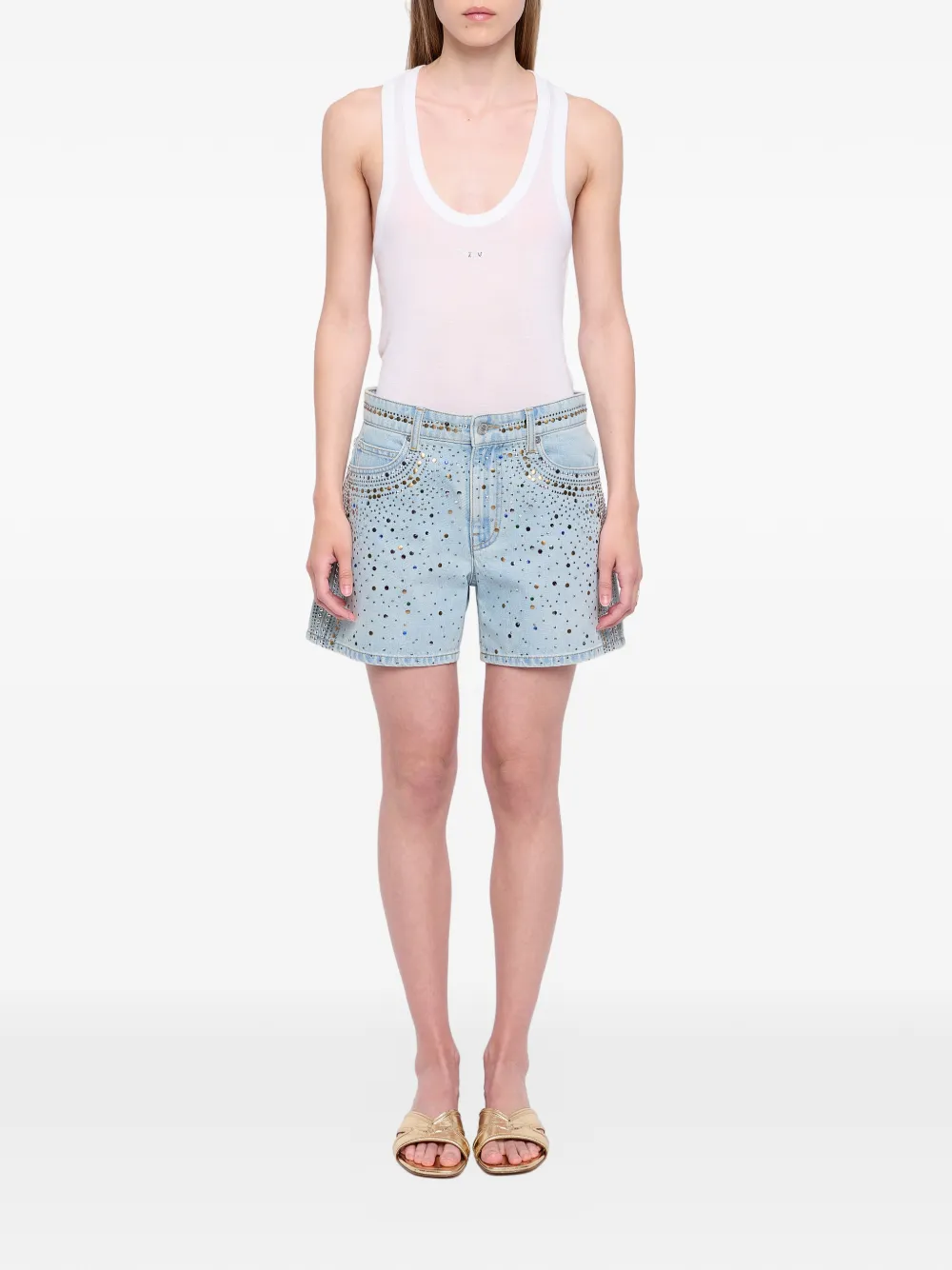 Zadig&Voltaire Sadys spijkershorts verfraaid met stras Blauw