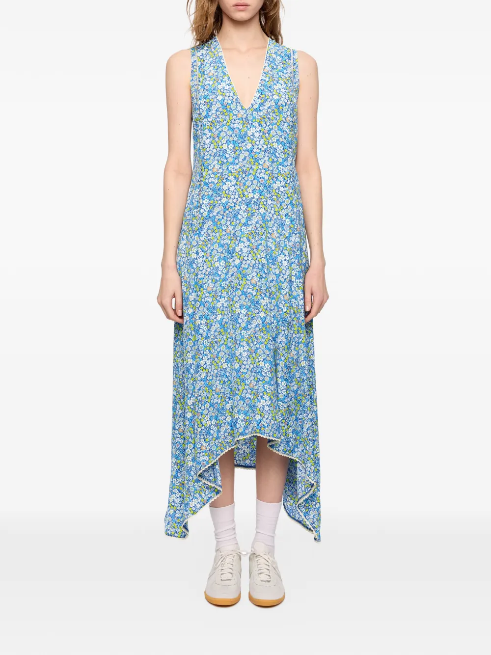 Zadig&Voltaire Rerol asymmetrische jurk met bloemen-print Blauw