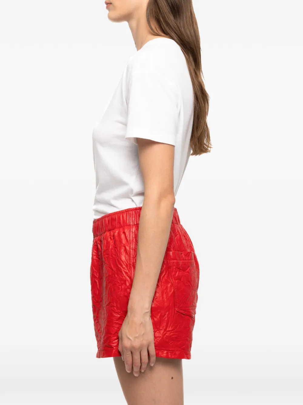 Zadig&Voltaire Pax gekreukte leren shorts Rood