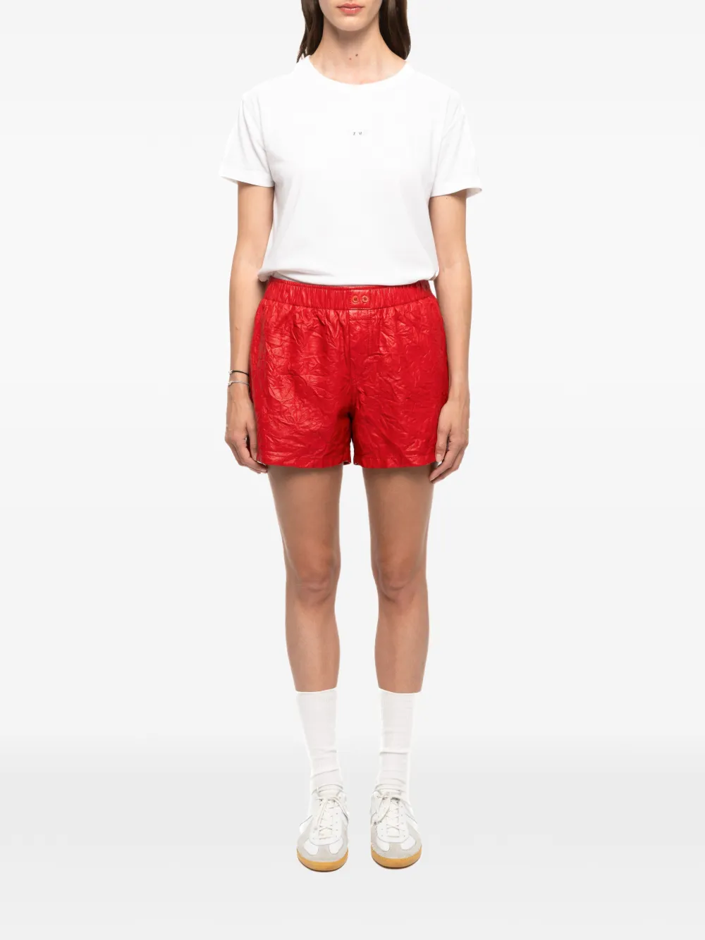 Zadig&Voltaire Pax gekreukte leren shorts Rood