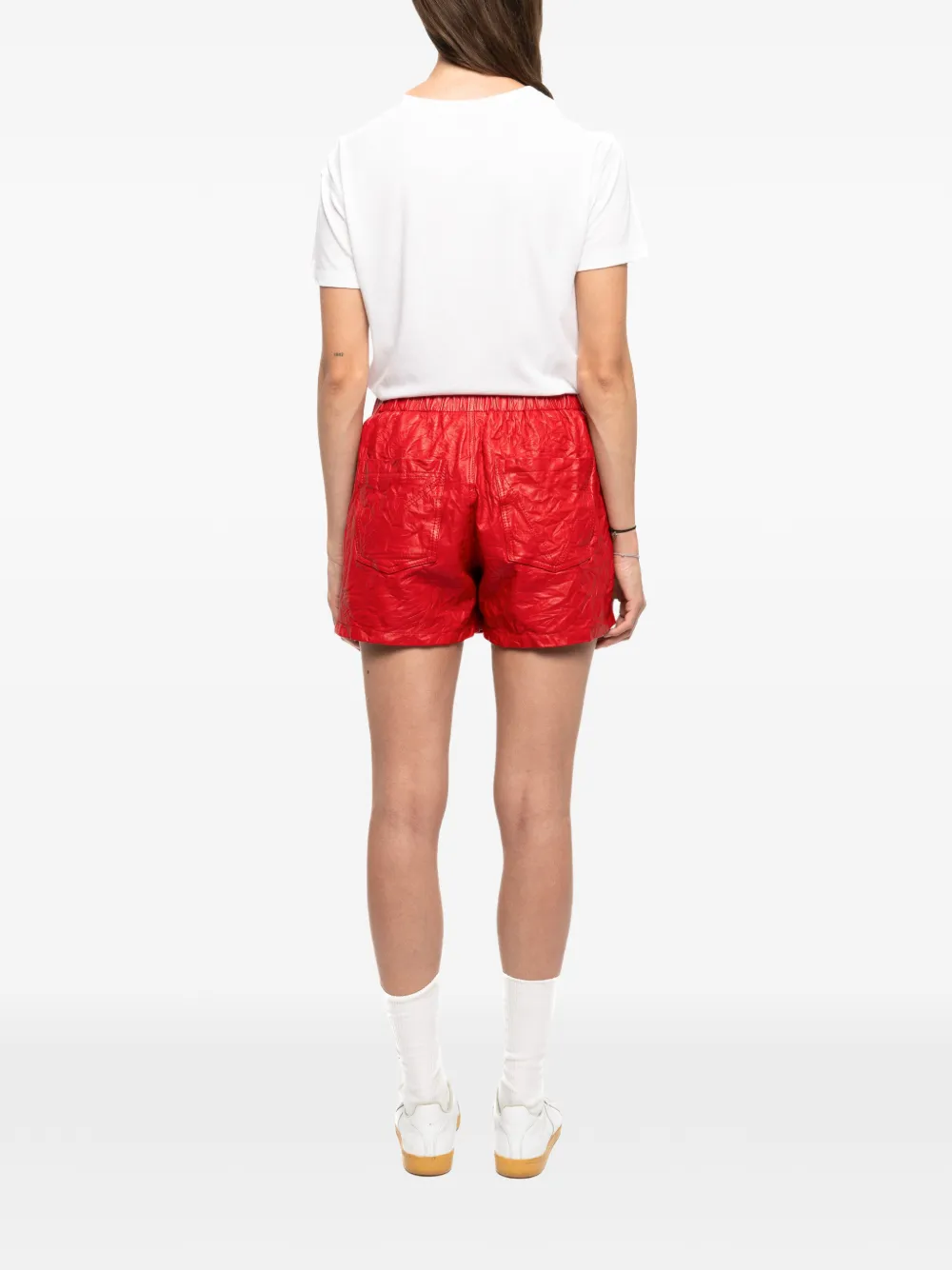 Zadig&Voltaire Pax gekreukte leren shorts Rood
