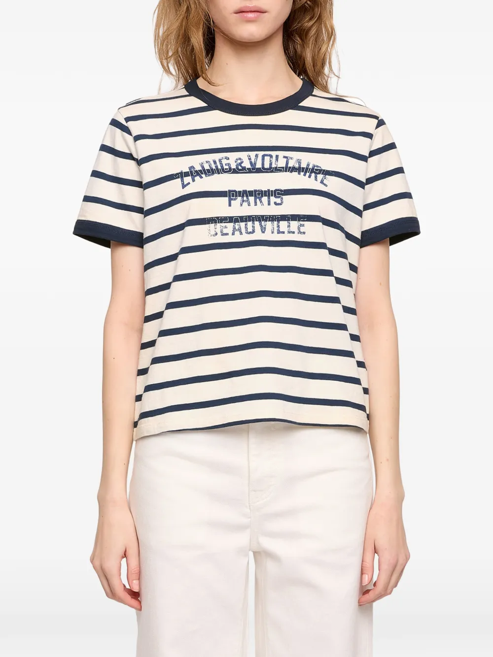 Zadig&Voltaire Woos gestreept T-shirt met logo-print Beige