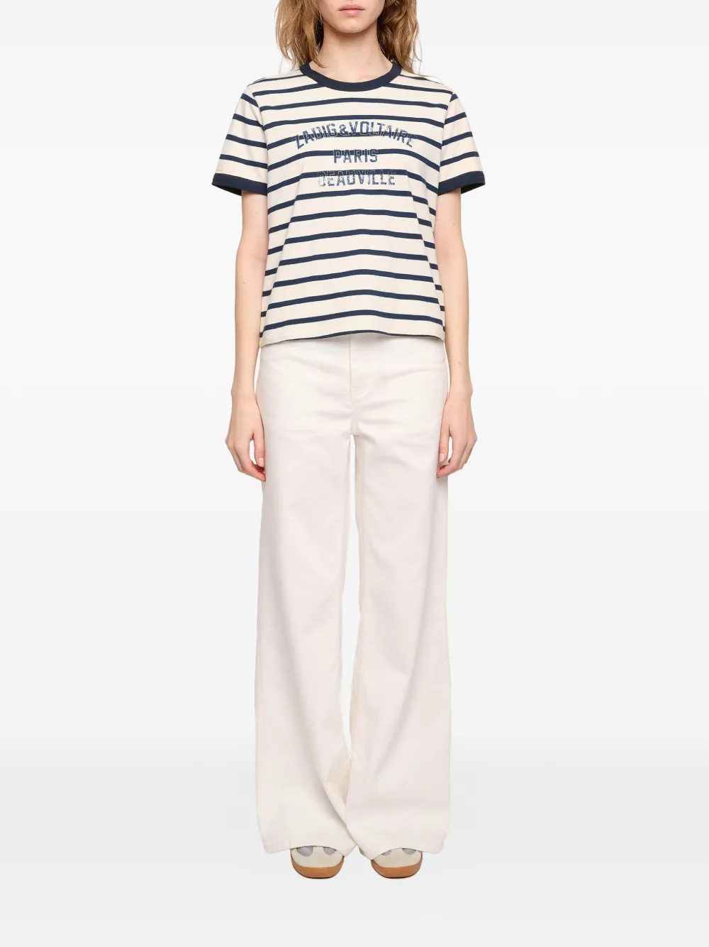 Zadig&Voltaire Woos gestreept T-shirt met logo-print Beige