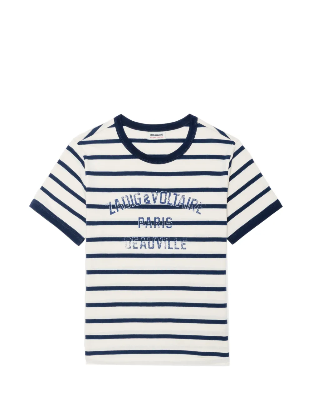 Zadig&Voltaire Woos striped logo-print T-shirt - Toni neutri