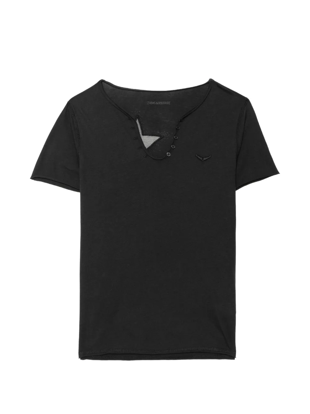 Zadig&Voltaire Fishnet Henley T-shirt Zwart