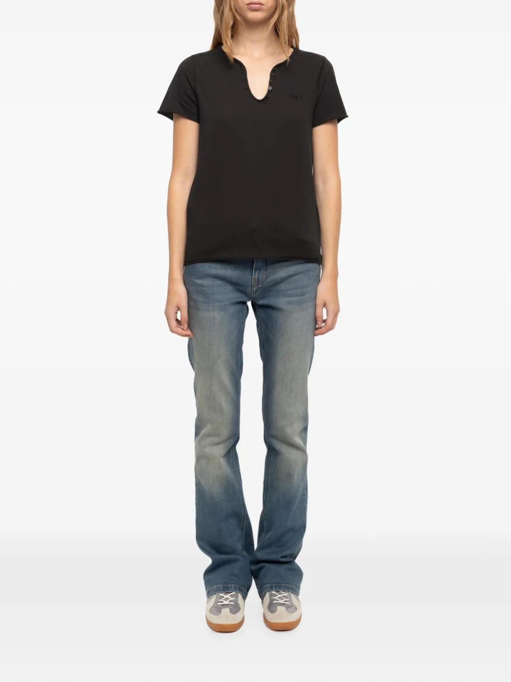 Zadig&Voltaire Fishnet Henley T-shirt Zwart