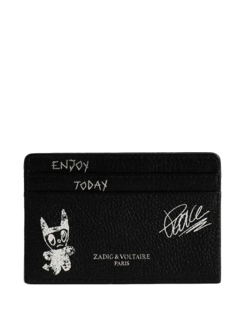 Zadig&Voltaire graffiti-print leather cardholder