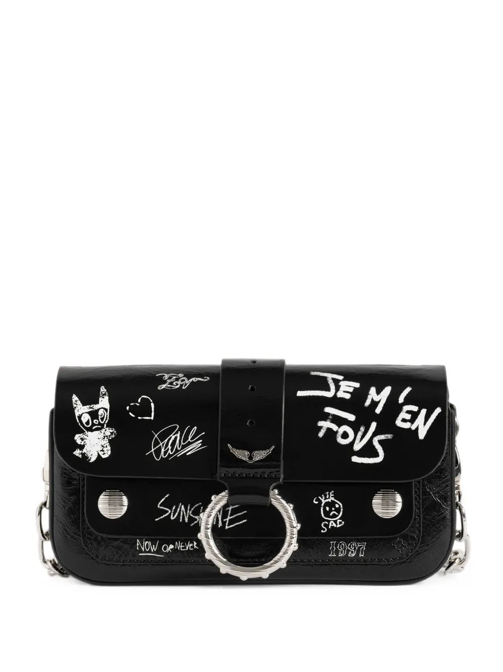 Zadig & Voltaire X Kate Moss Kate Wallet Arty-tag Bag In Burgundy