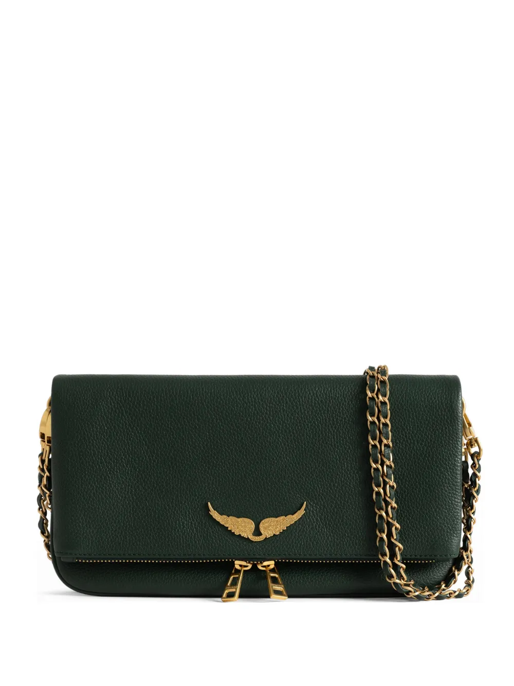 Zadig&Voltaire Clutch Rock in pelle pieno fiore - Verde