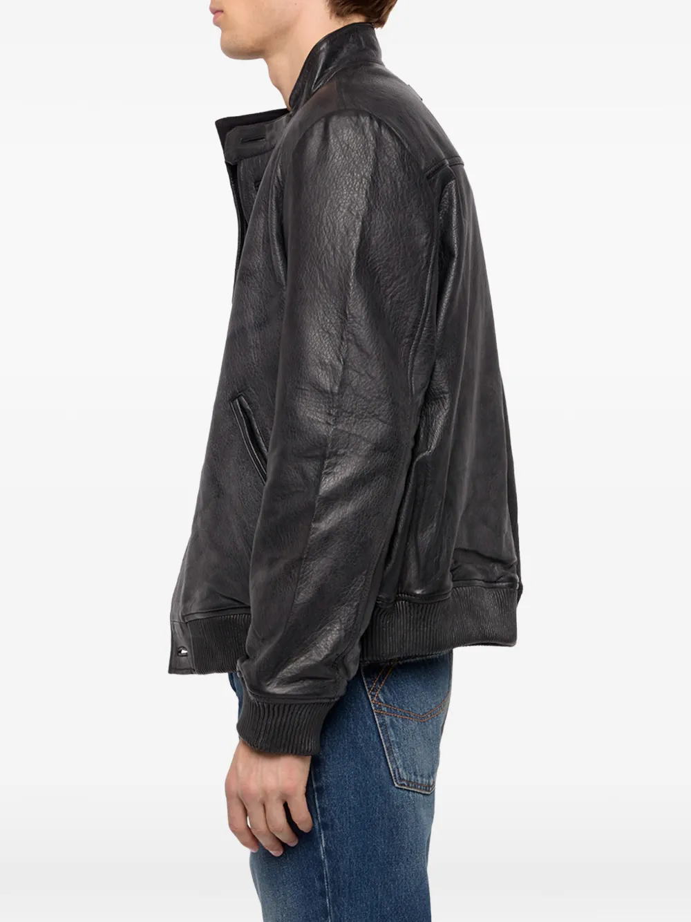 Zadig&Voltaire Lonni grained leather jacket Zwart