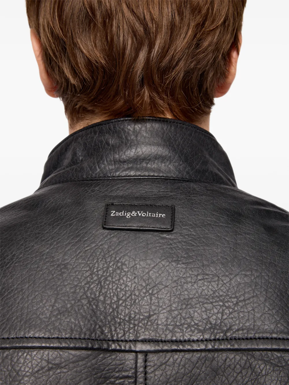 Zadig&Voltaire Lonni grained leather jacket Zwart