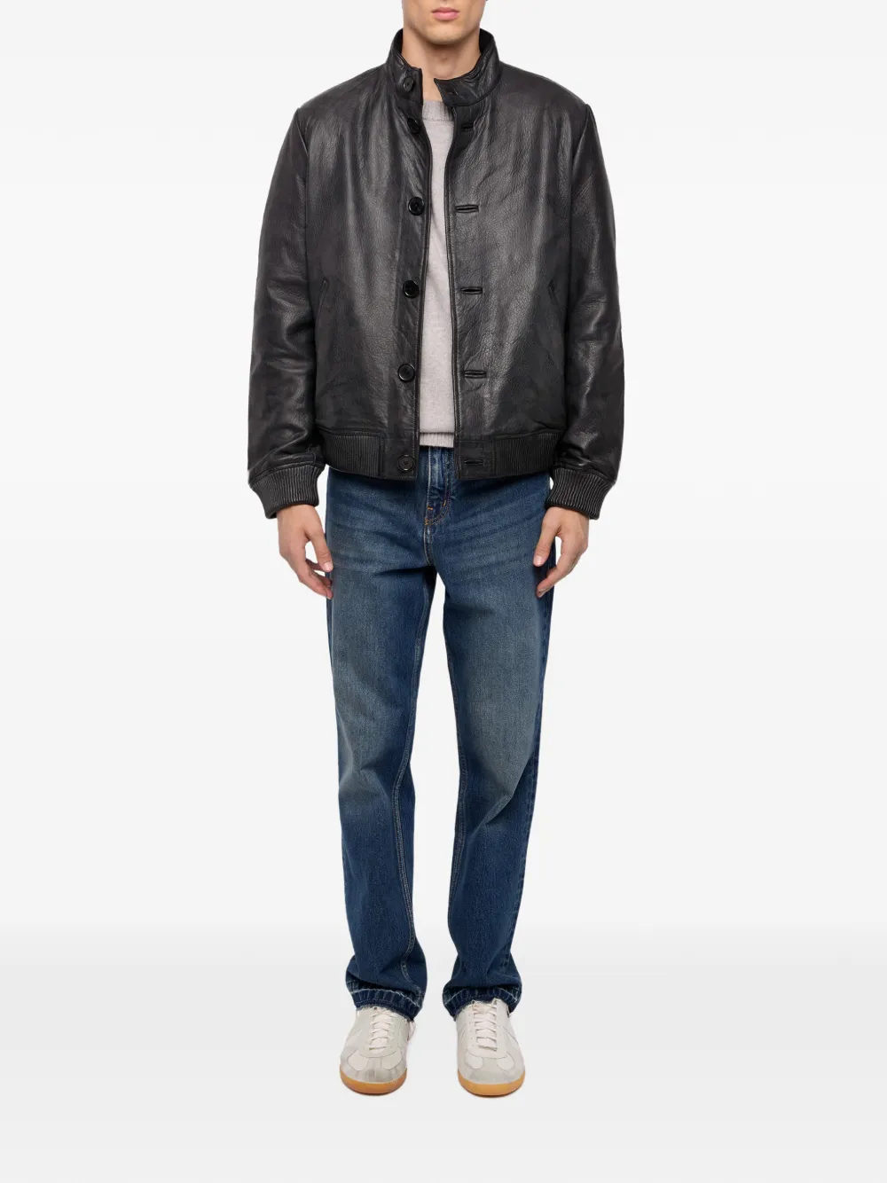Zadig&Voltaire Lonni grained leather jacket Zwart