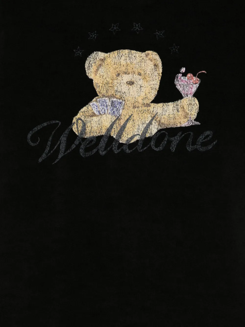 We11done T-shirt met teddybeerprint Zwart