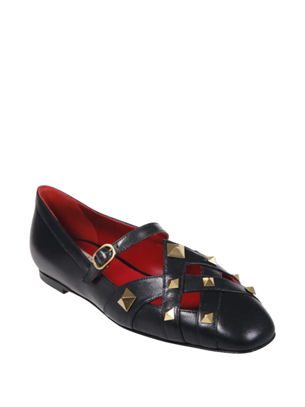 Valentino Garavani studded strappy ballet flats Zwart