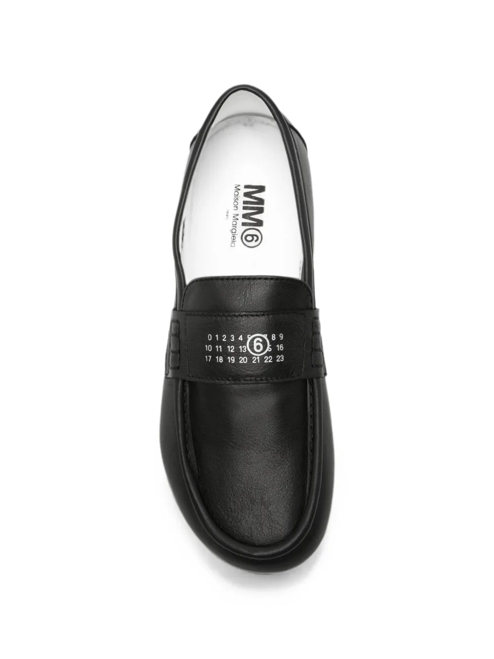 MM6 Maison Margiela Kids logo-print leather loafers Zwart
