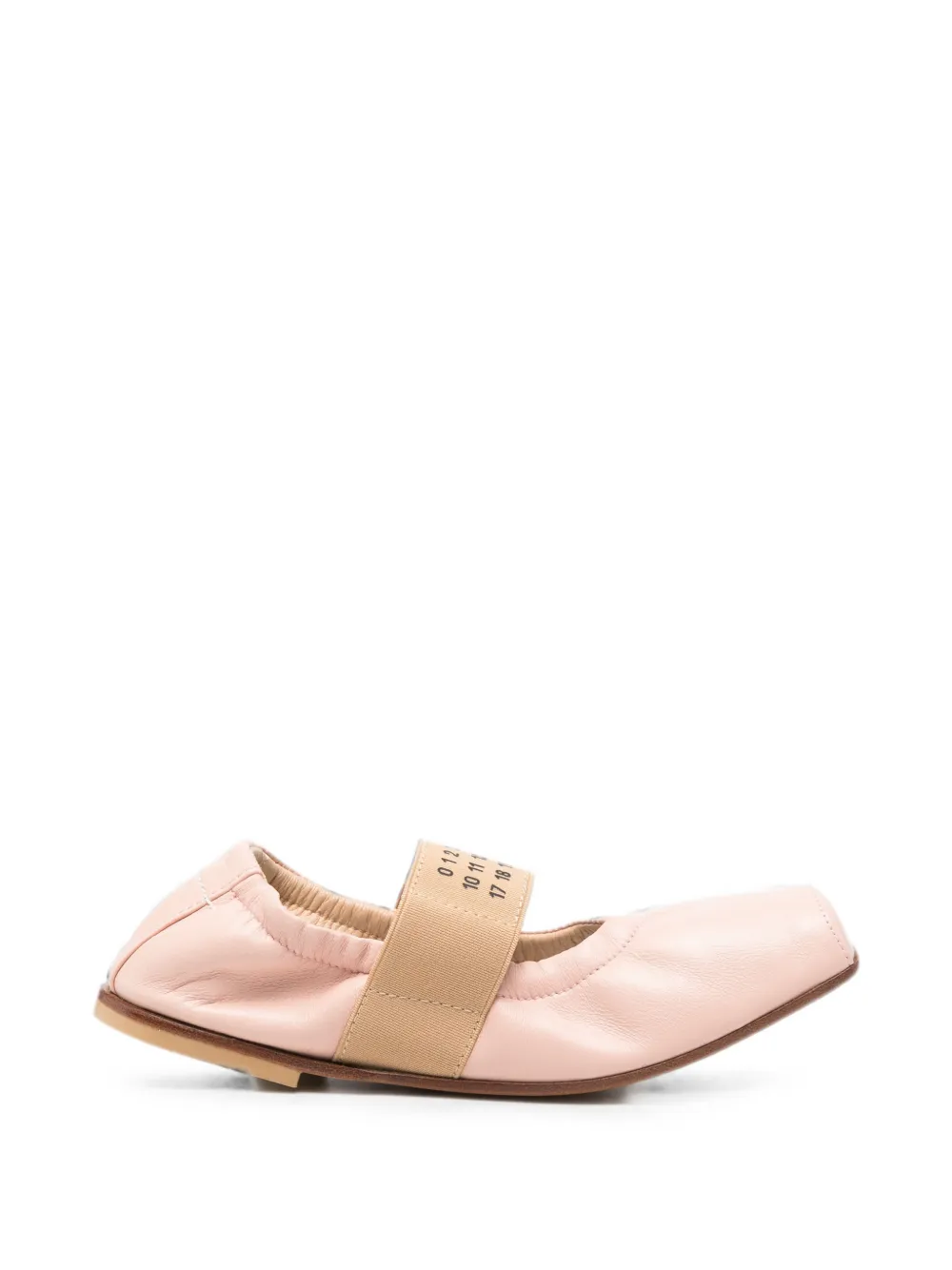 MM6 Maison Margiela Kids logo-print square-toe ballet flats - Rosa