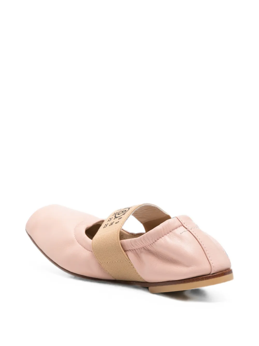 MM6 Maison Margiela Kids logo-print square-toe ballet flats Roze