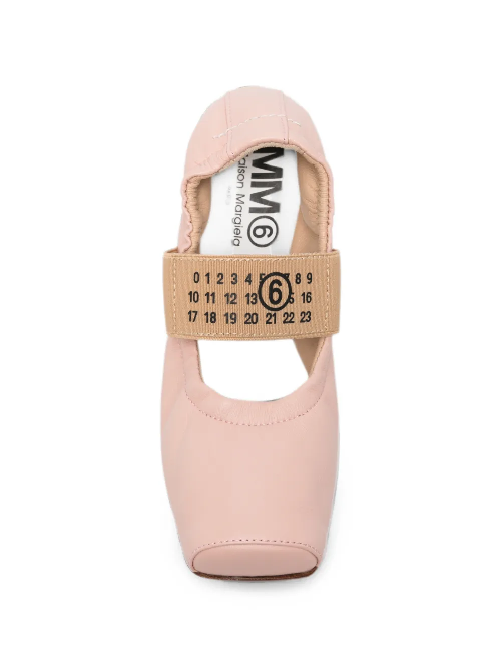 MM6 Maison Margiela Kids logo-print square-toe ballet flats Roze