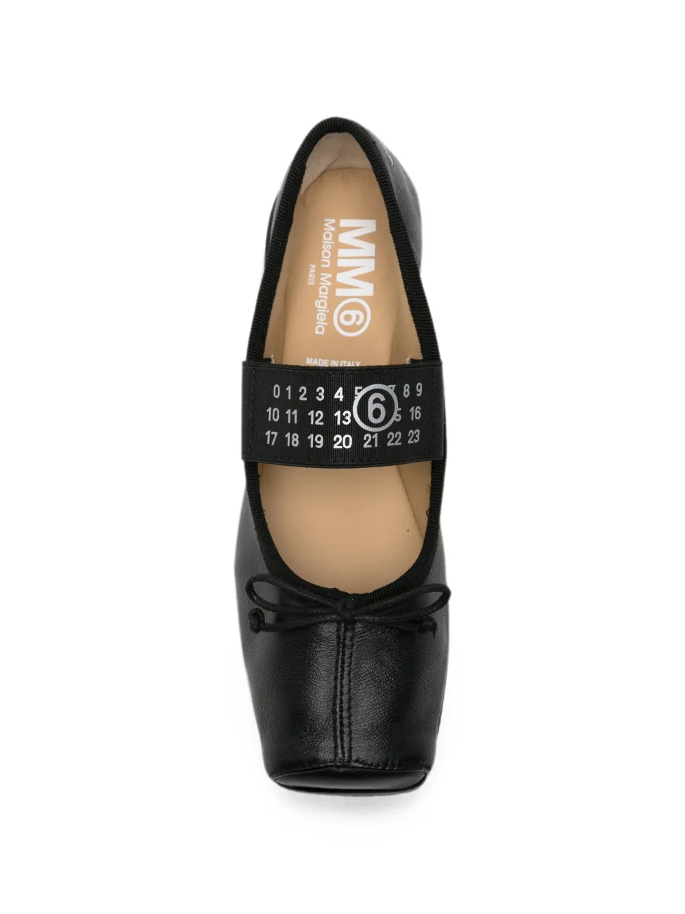 MM6 Maison Margiela Kids logo-strap bow-detail ballet flats Zwart