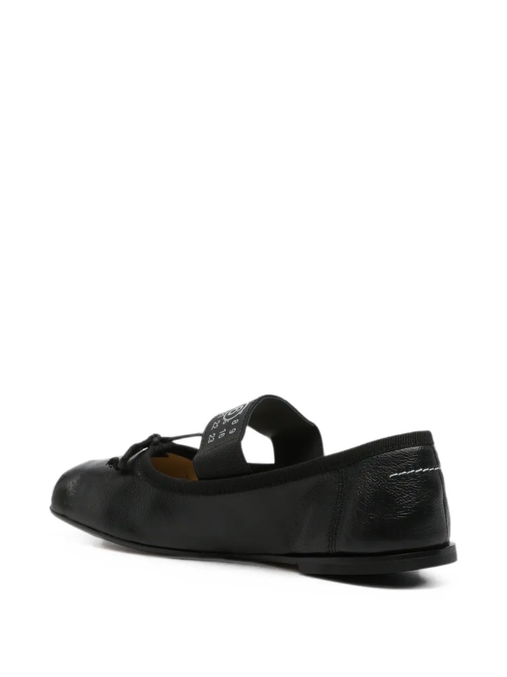 MM6 Maison Margiela Kids logo-strap bow-detail ballet flats Zwart