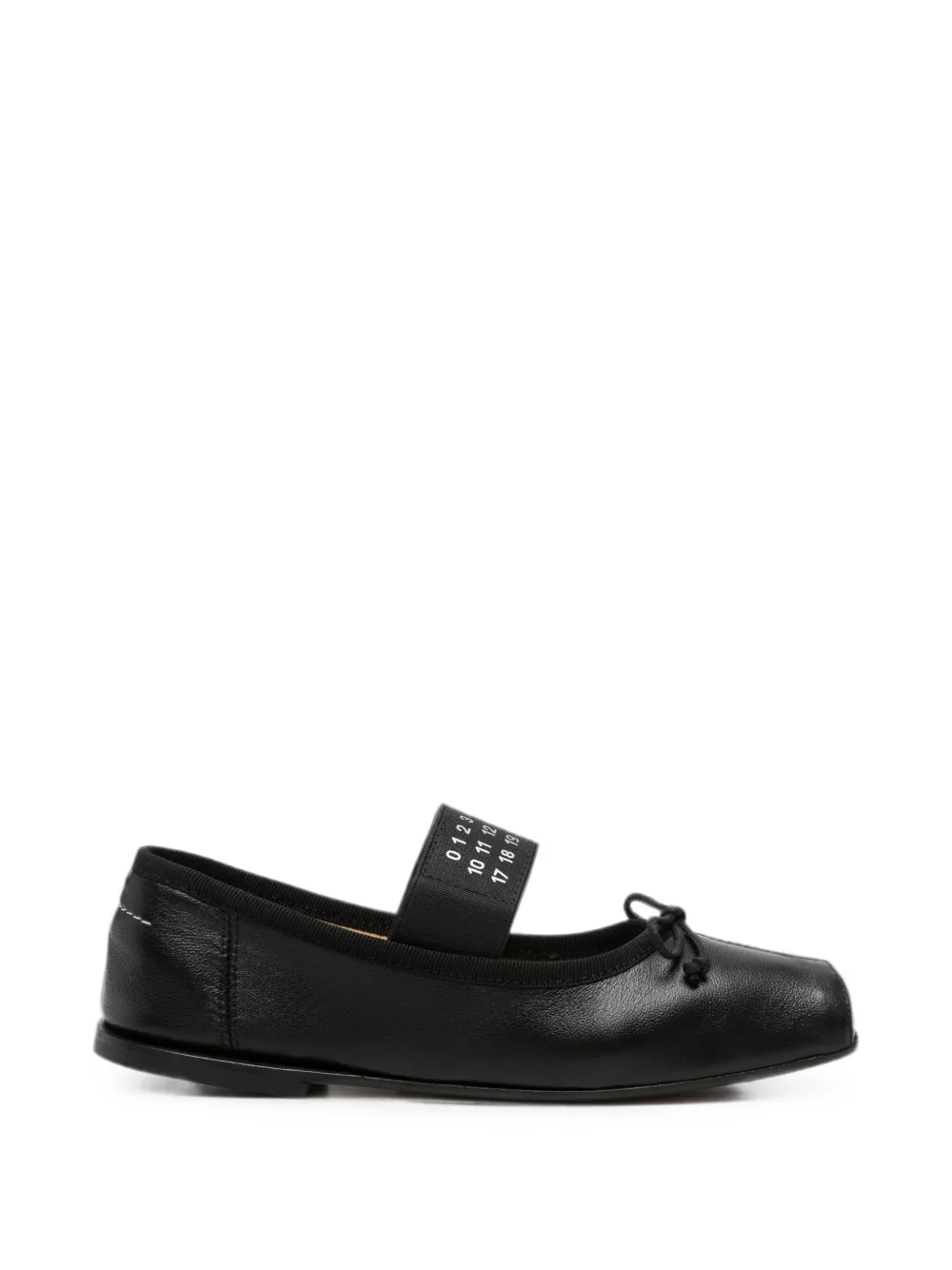 MM6 Maison Margiela Kids logo-strap bow-detail ballet flats - Nero