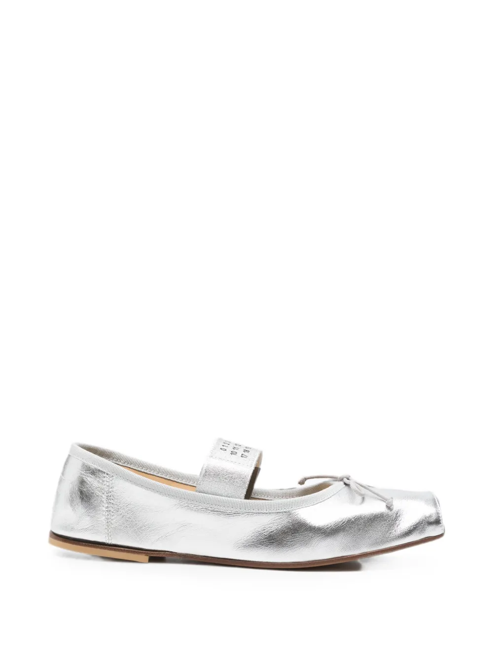 MM6 Maison Margiela Kids square-toe bow-detail ballet flats - Argento