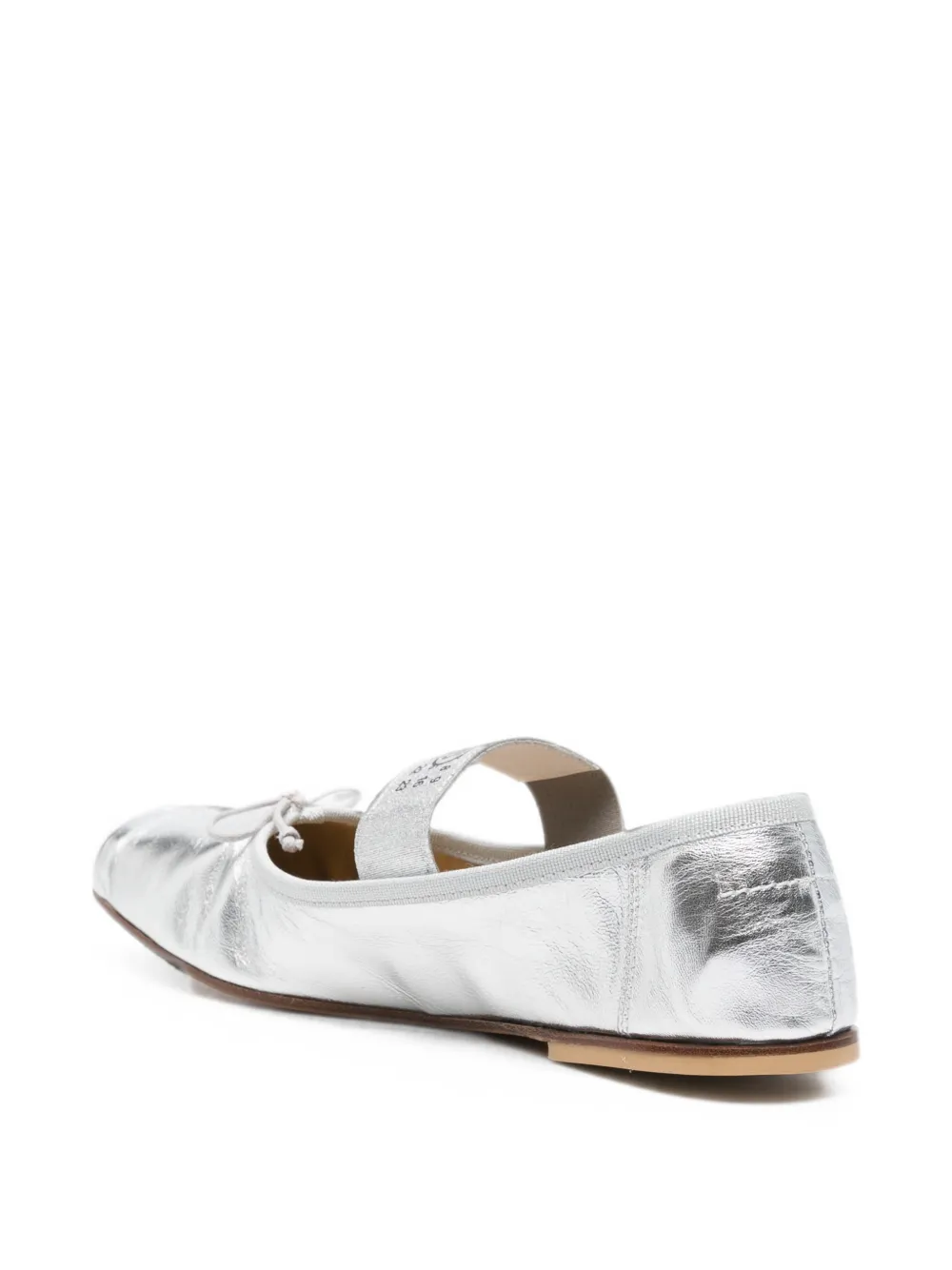 MM6 Maison Margiela Kids square-toe bow-detail ballet flats Zilver