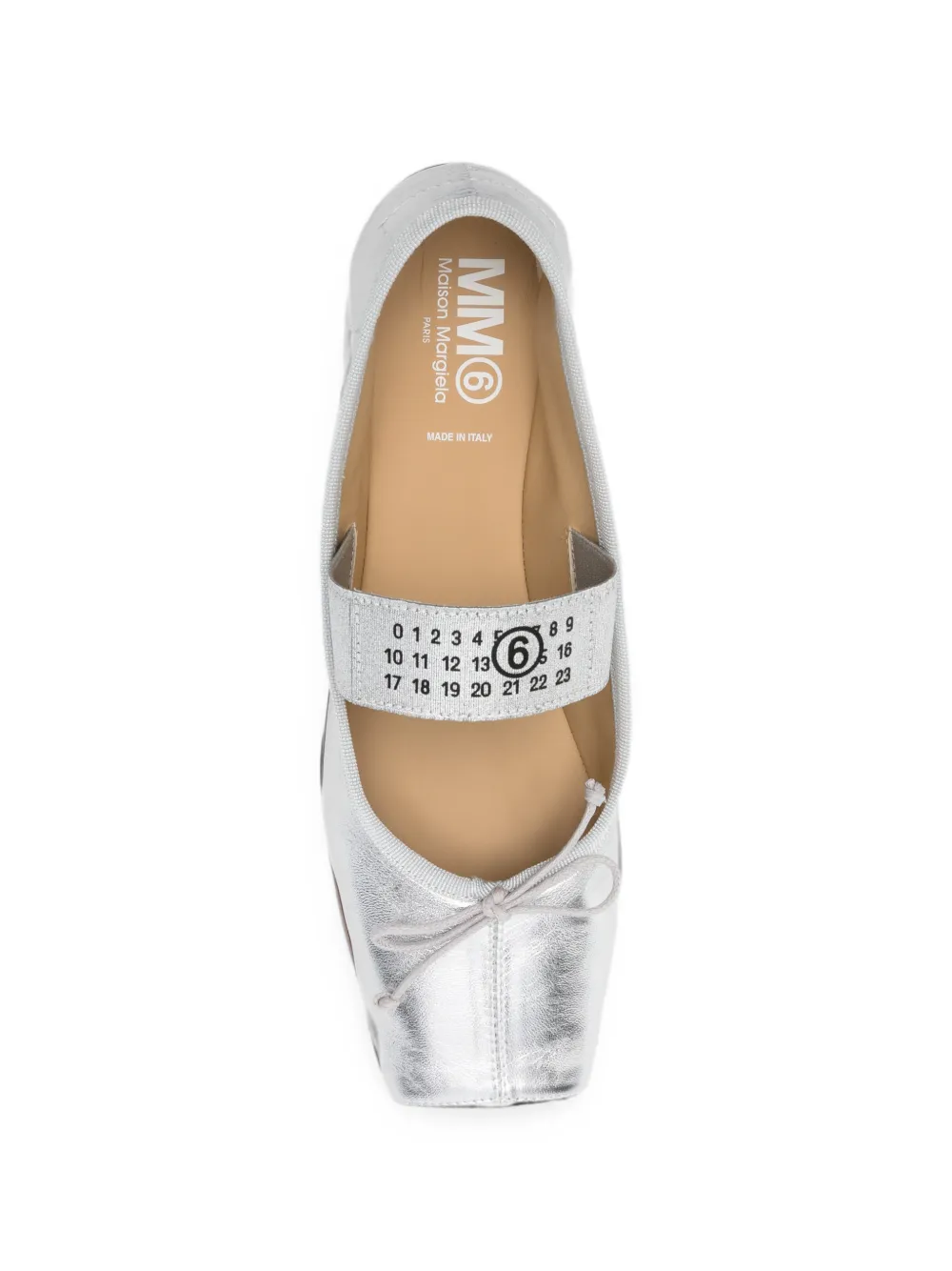 MM6 Maison Margiela Kids square-toe bow-detail ballet flats Zilver