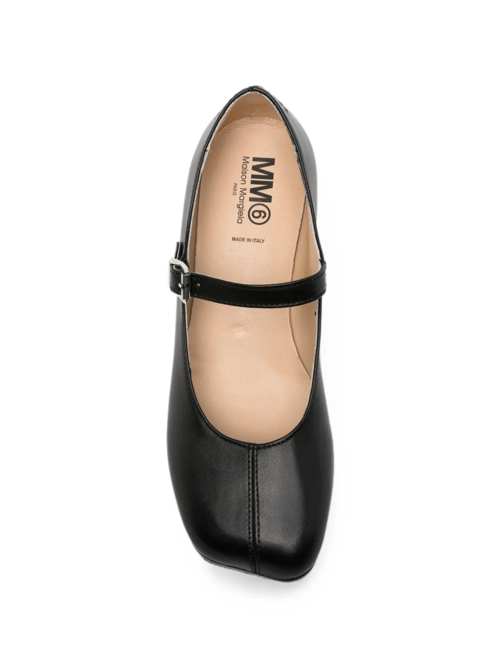 MM6 Maison Margiela Kids buckle-strap square-toe ballet flats Zwart