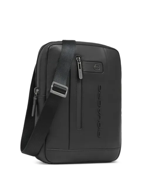 PIQUADRO zip-pocket leather messenger bag
