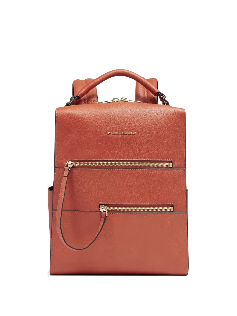 PIQUADRO zip leather backpack - Arancione