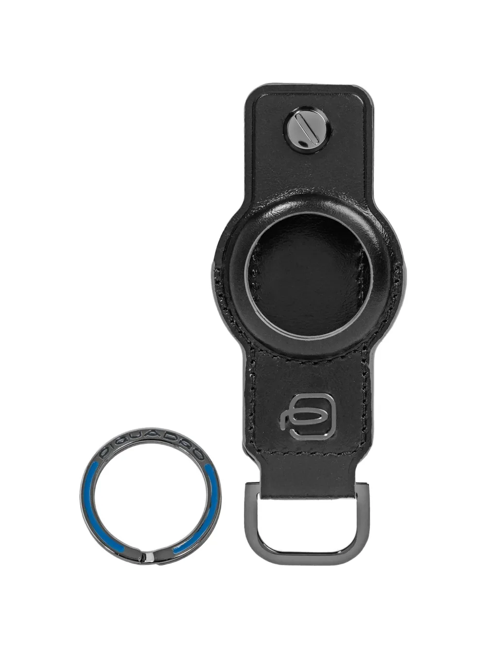 Piquadro Airtag And Connequ 4.0 Leather Keychain In Black