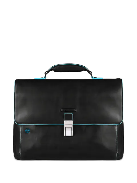 PIQUADRO Expandable padded leather briefcase