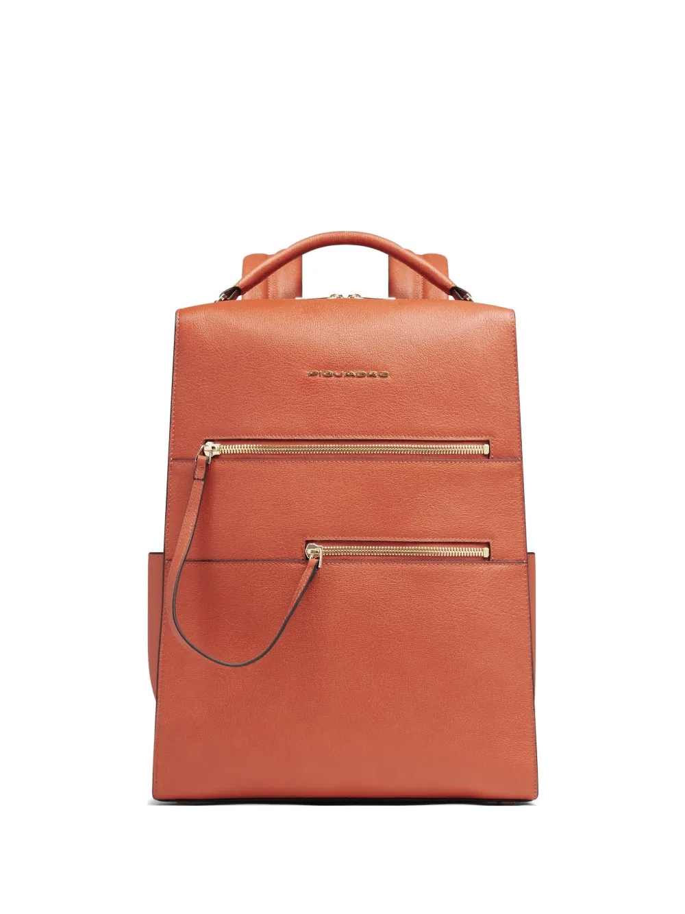 PIQUADRO zip leather backpack - Marrone