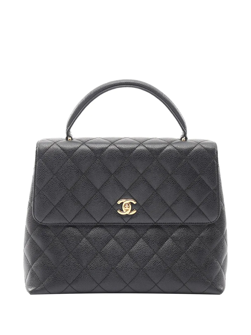 CHANEL Pre-Owned 2002-2003 CC Quilted Caviar Kelly Top Handle Bag handbag - Schwarz
